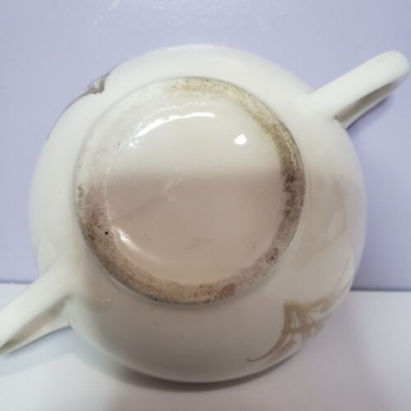 Sugar Bowl w Lid Wheat Pattern Gold Gild Handles Creme / Off White ( 2.25 ×7" ) - Picture 14 of 15